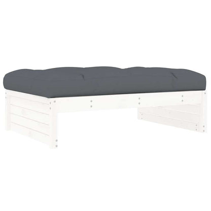 White Solid Pine Garden Footstool 120x80 cm - Durable & Stylish