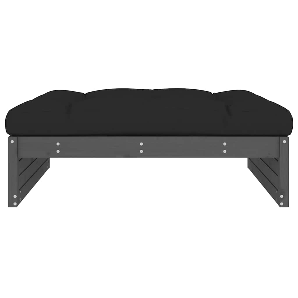 Solid Wood Grey Garden Footstool 120x80 cm - Pine Sturdy Design