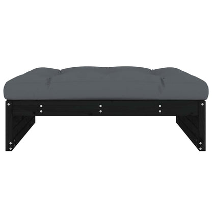 Solid Pine Wood Garden Footstool - Black 120x80 cm