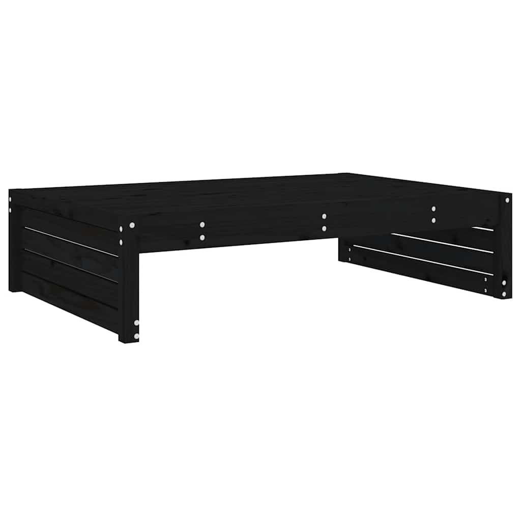 Solid Pine Wood Garden Footstool - Black 120x80 cm