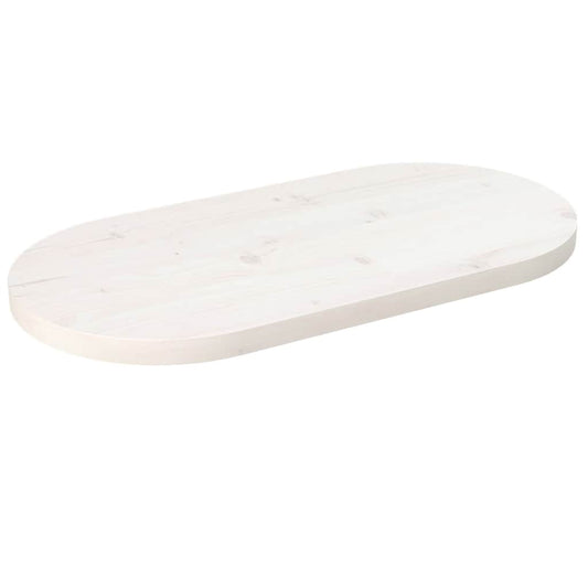 Oval Solid Pine Wood Table Top - White, 60x30x2.5 cm