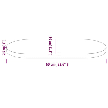 Oval Solid Pine Wood Table Top - White, 60x30x2.5 cm