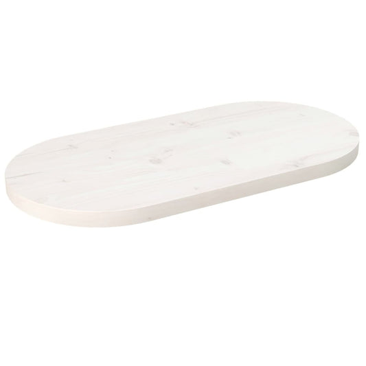 Solid Pine Oval Table Top 70x35x2.5 cm - White Finish