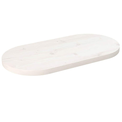 Oval Pine Wood Tabletop White 80x40x2.5 cm Solid Wood
