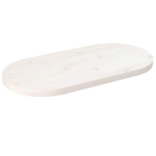 Oval Pine Wood Tabletop White 80x40x2.5 cm Solid Wood