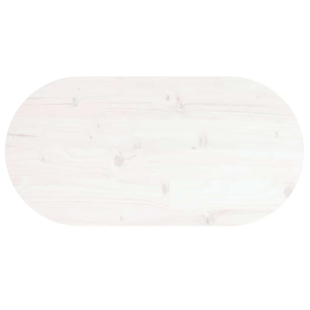 Oval Pine Wood Tabletop White 80x40x2.5 cm Solid Wood