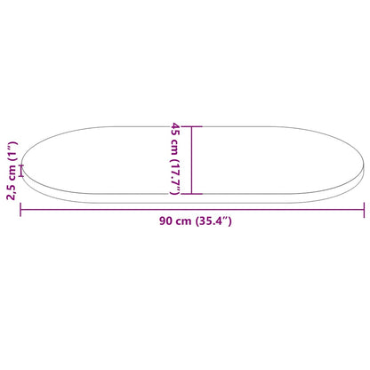 Solid Pine Oval Table Top 90x45x2.5 cm - Elegant Wood Design