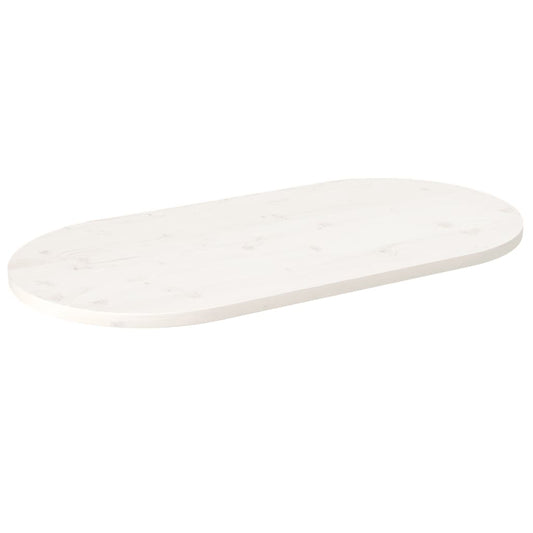 Oval Solid Pine Wood Table Top - White, 100x50x2.5 cm