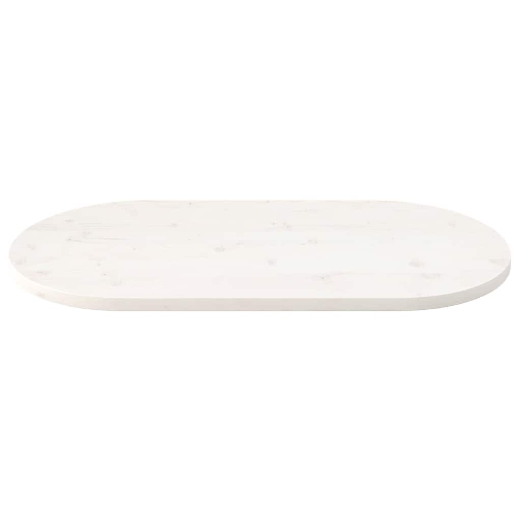 Oval Solid Pine Wood Table Top - White, 100x50x2.5 cm