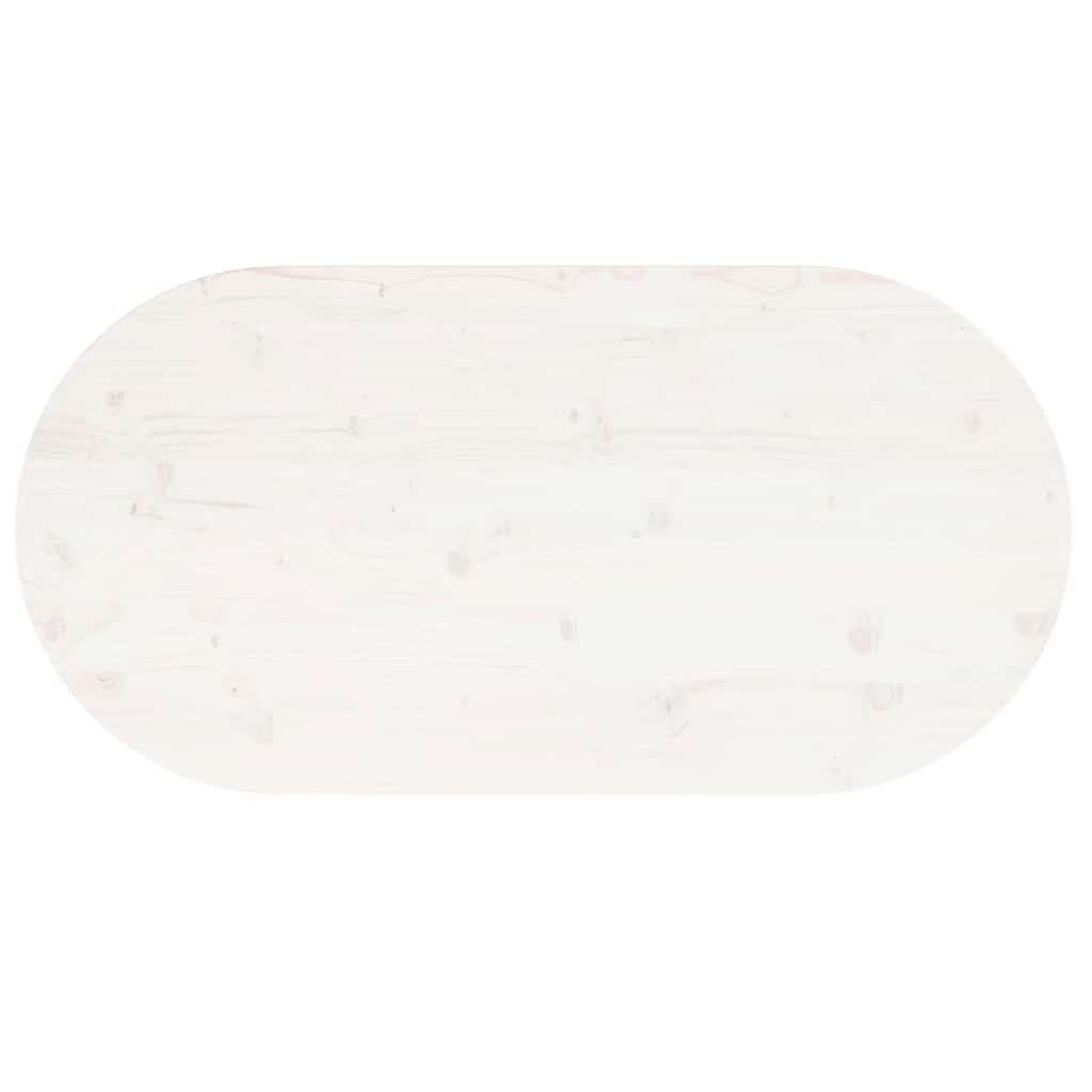 Oval Solid Pine Wood Table Top - White, 100x50x2.5 cm