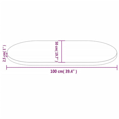 Oval Solid Pine Wood Table Top - White, 100x50x2.5 cm