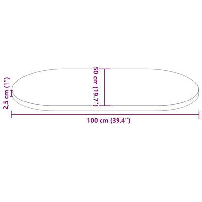 Oval Solid Pine Wood Table Top - White, 100x50x2.5 cm