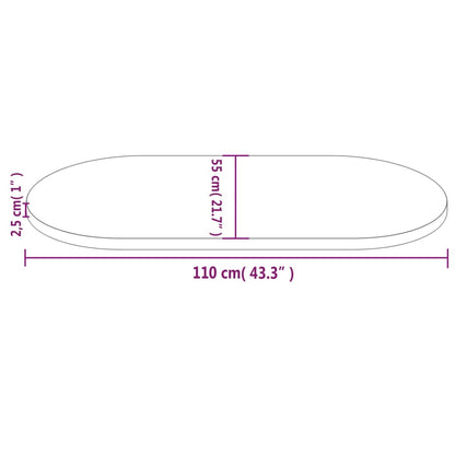 Oval Solid Pine Wood Table Top 110x55x2.5 cm