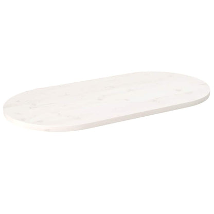 Oval Solid Pine Wood Table Top, White, 110x55x2.5 cm