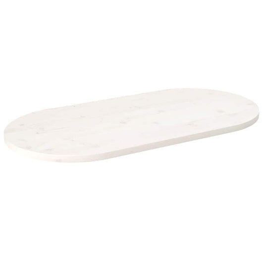 Oval Solid Pine Wood Table Top, White, 110x55x2.5 cm