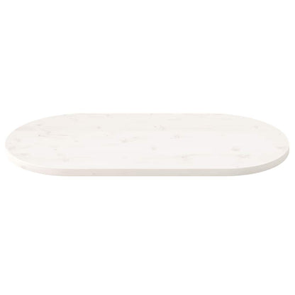 Oval Solid Pine Wood Table Top, White, 110x55x2.5 cm