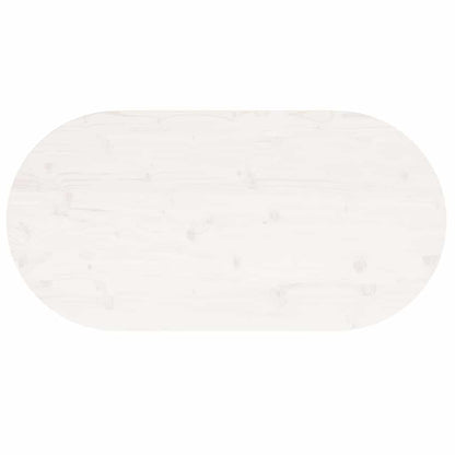 Oval Solid Pine Wood Table Top, White, 110x55x2.5 cm