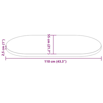 Oval Solid Pine Wood Table Top, White, 110x55x2.5 cm