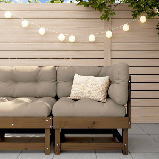Garden Corner Sofa - Honey Brown Solid Pine Wood Outdoor Seating