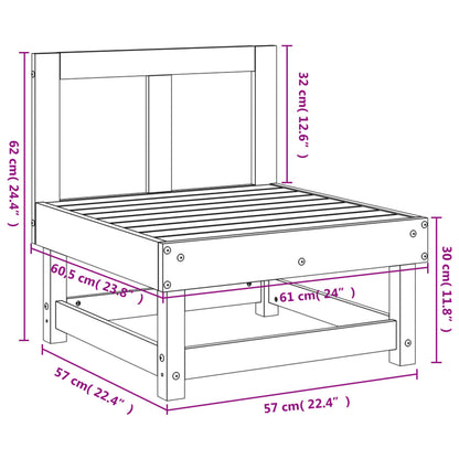Garden Middle Sofa - Impregnated Pine Wood Furniture