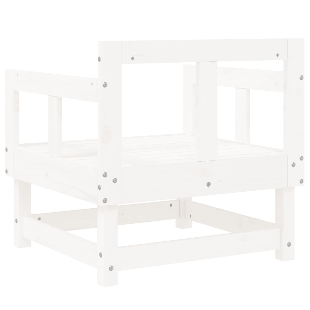 White Solid Pine Wood Garden Chairs, 2 Pcs Set