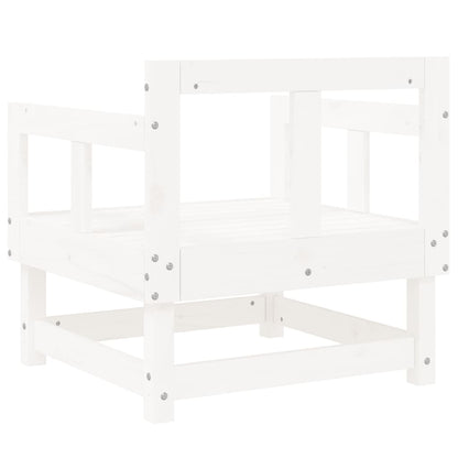 White Solid Pine Wood Garden Chairs, 2 Pcs Set