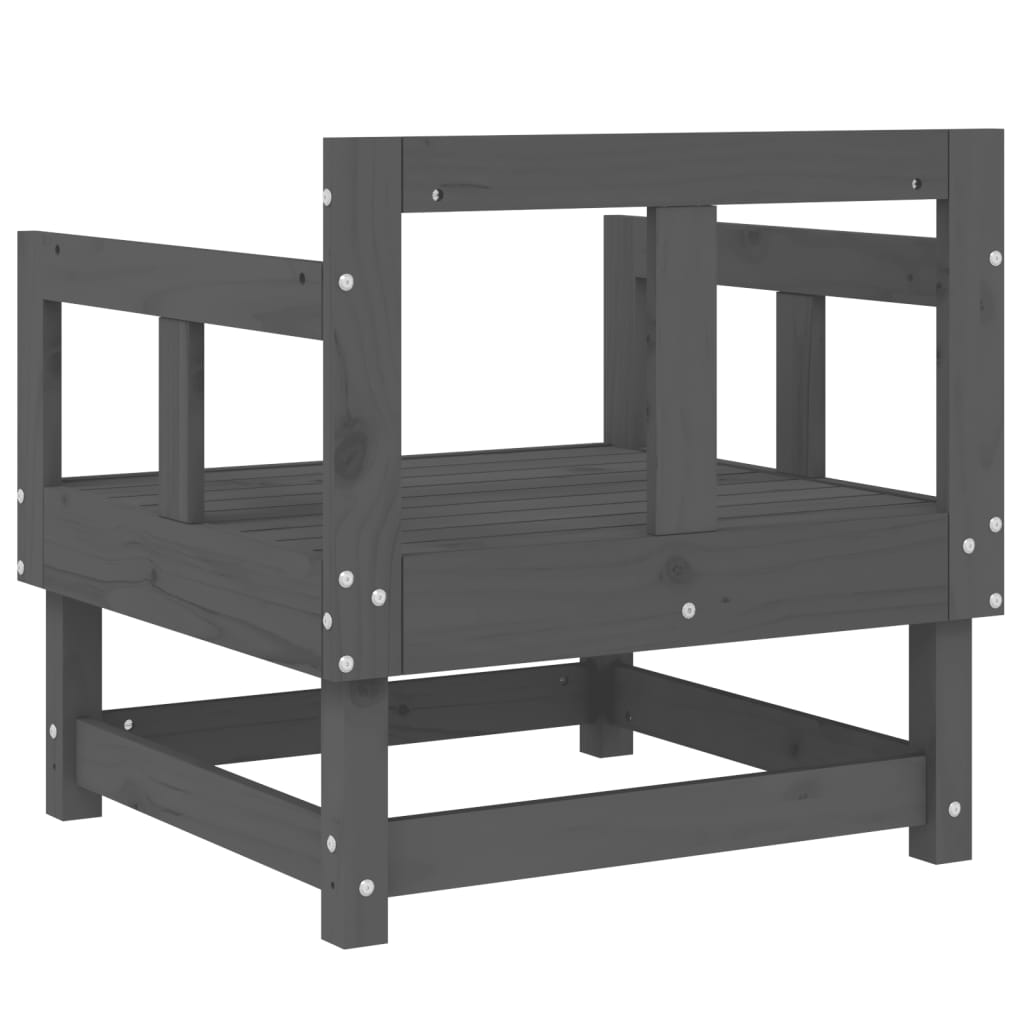 Elegant Grey Pine Garden Chairs Set - Solid Wood, 2 pcs