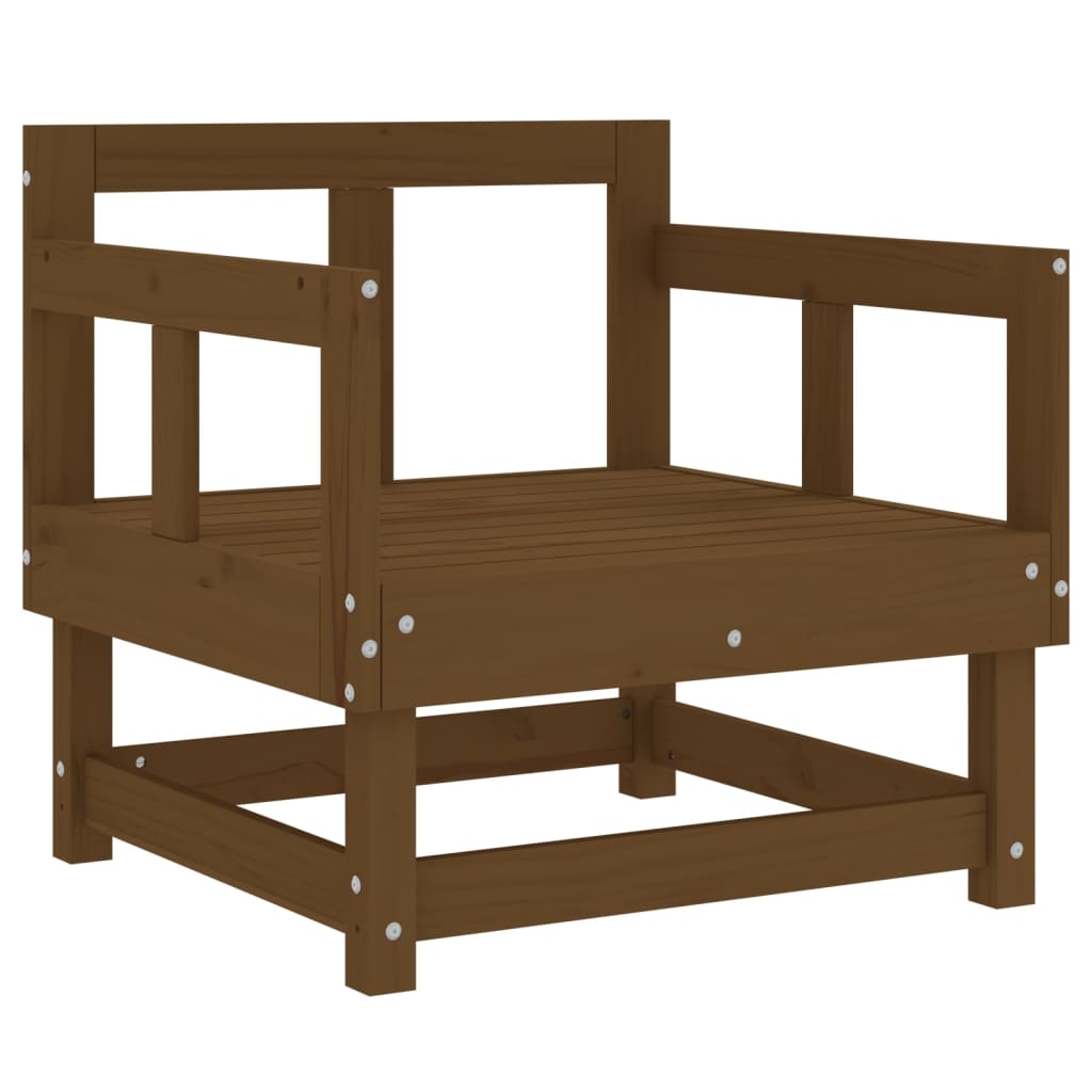 Set of 2 Honey Brown Garden Chairs, Solid Pine Wood