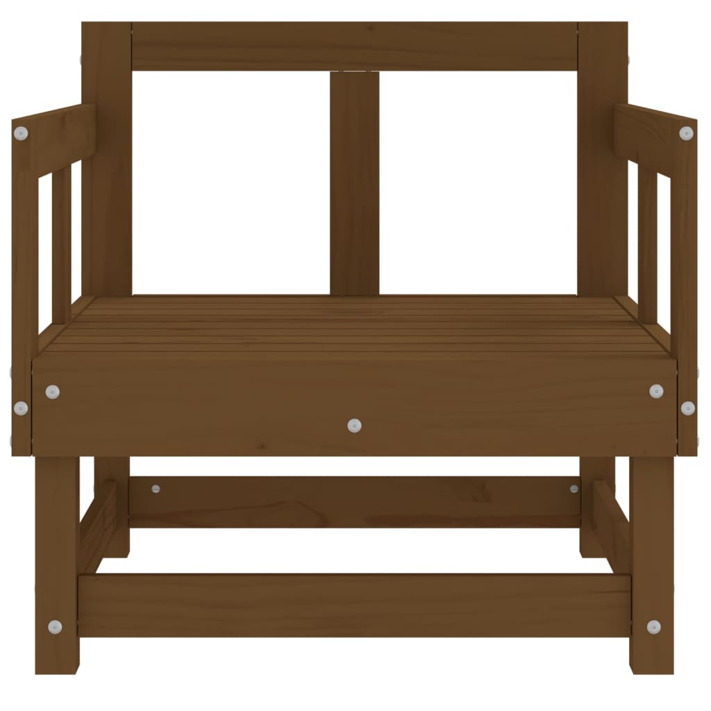 Set of 2 Honey Brown Garden Chairs, Solid Pine Wood