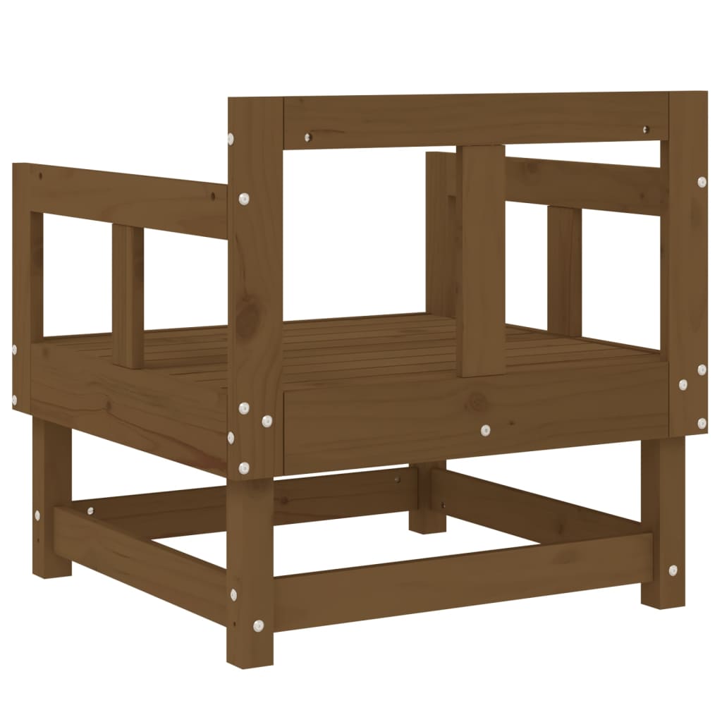 Set of 2 Honey Brown Garden Chairs, Solid Pine Wood
