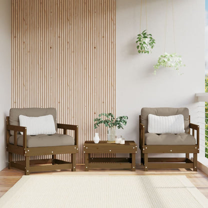 Set of 2 Honey Brown Garden Chairs, Solid Pine Wood