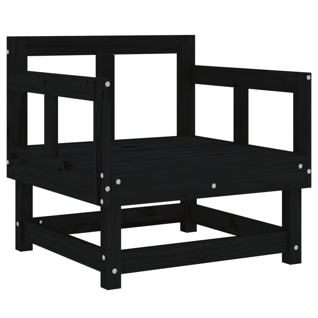 Elegant Black Solid Pine Garden Chairs - Set of 2