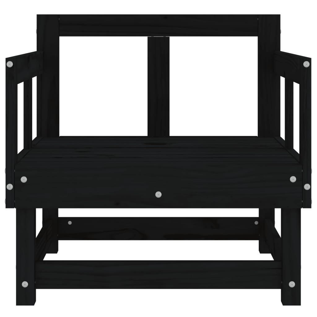 Elegant Black Solid Pine Garden Chairs - Set of 2