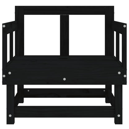 Elegant Black Solid Pine Garden Chairs - Set of 2