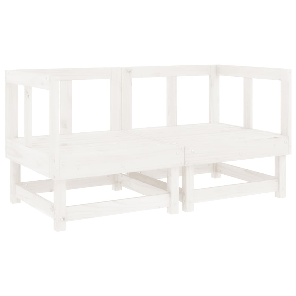 White Solid Wood Pine Garden Corner Sofas - 2 Piece Set
