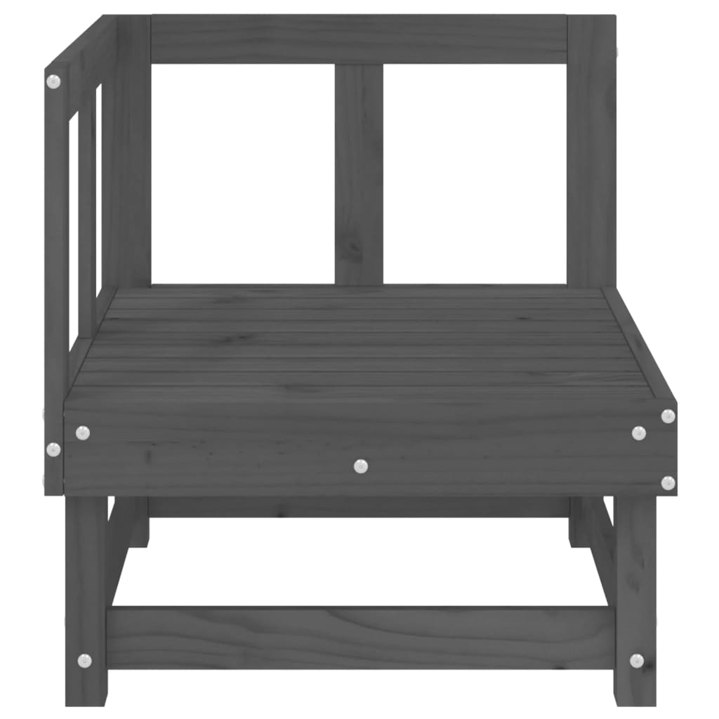 2-Piece Grey Pine Wood Garden Corner Sofa Set