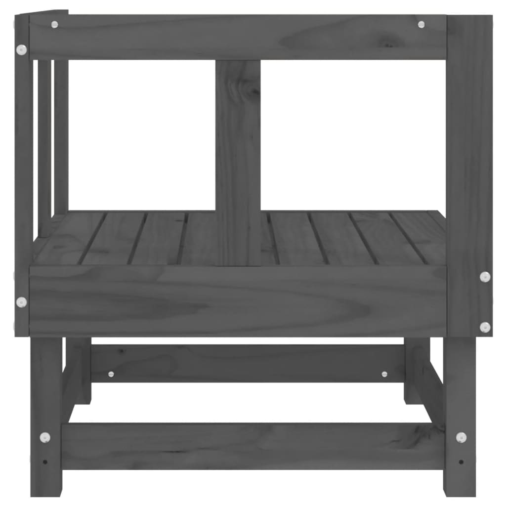2-Piece Grey Pine Wood Garden Corner Sofa Set