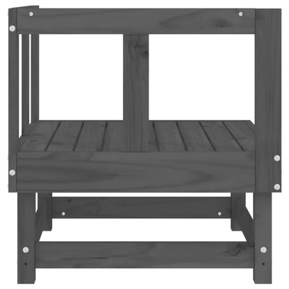 2-Piece Grey Pine Wood Garden Corner Sofa Set