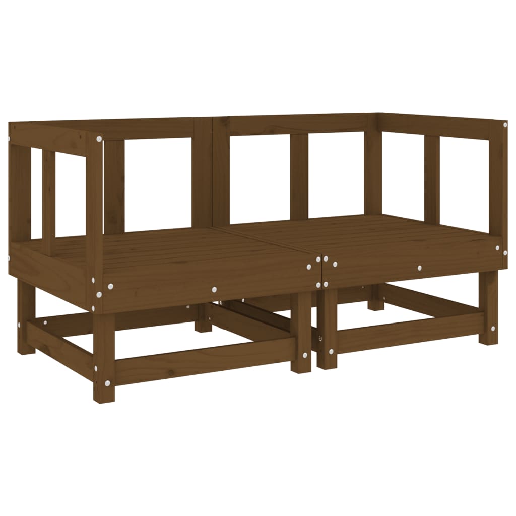 2-Piece Honey Brown Pine Wood Garden Corner Sofas