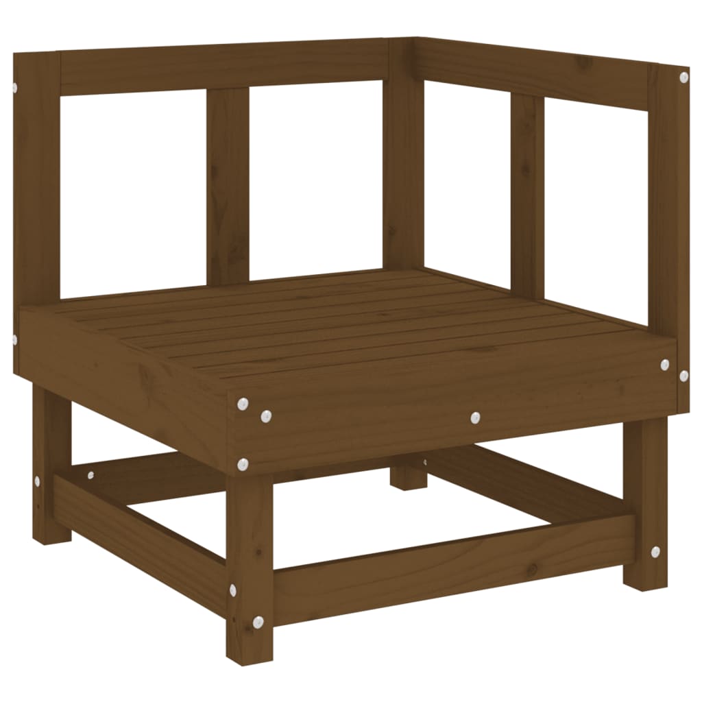2-Piece Honey Brown Pine Wood Garden Corner Sofas