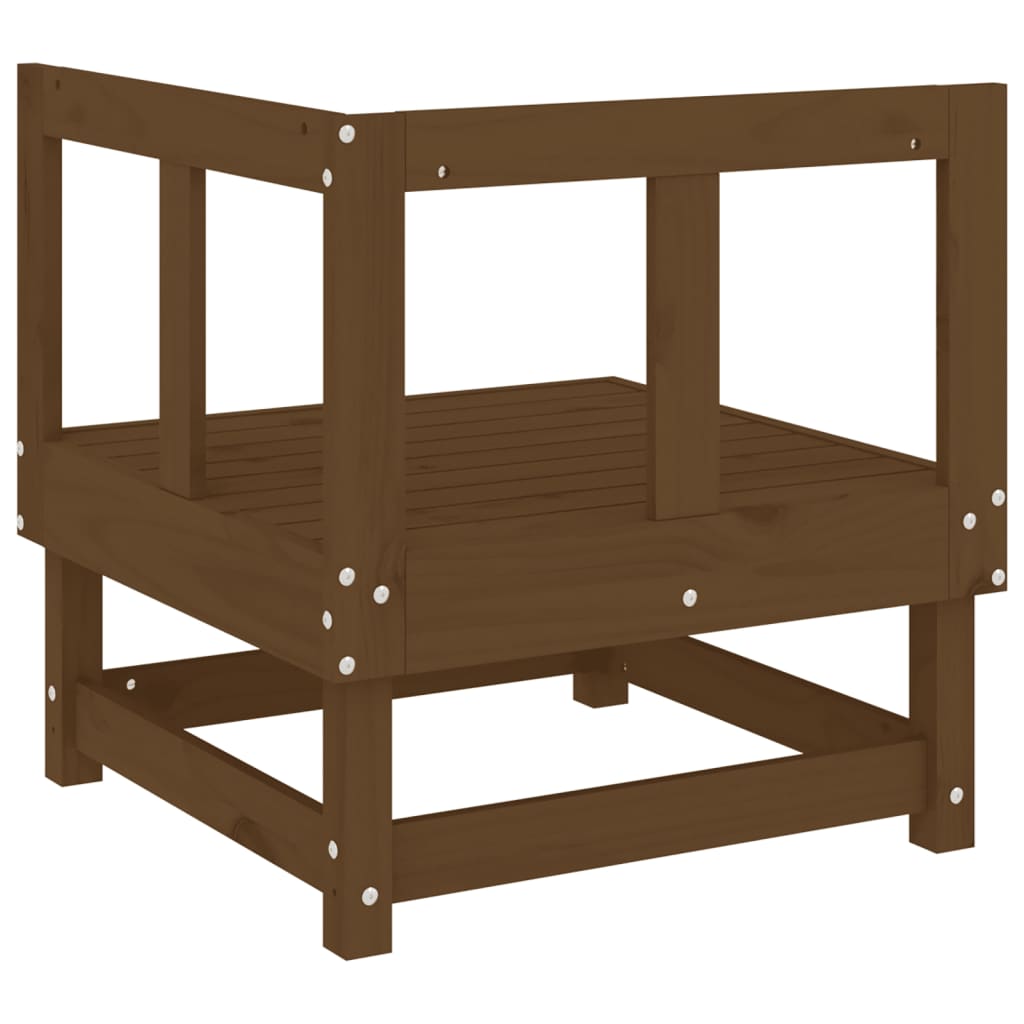 2-Piece Honey Brown Pine Wood Garden Corner Sofas