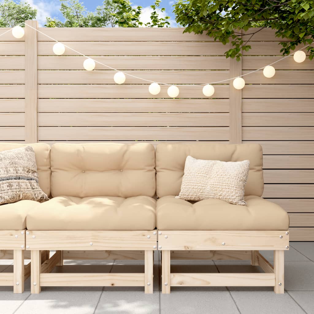 Solid Pine Wood Garden Middle Sofas - 2 Piece Set