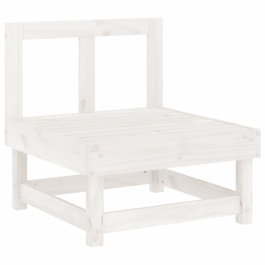White Solid Pine Wood Garden Middle Sofas - 2 Pcs Set