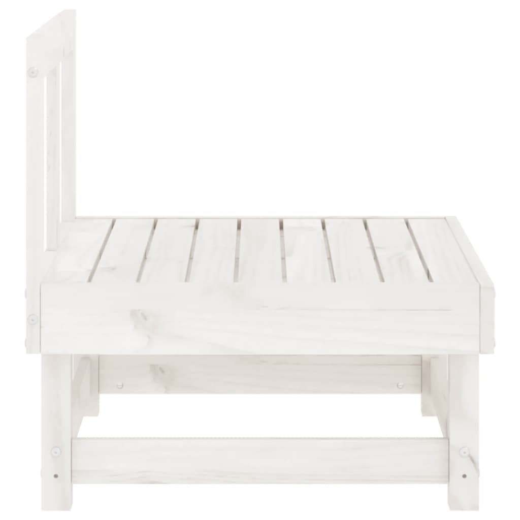 White Solid Pine Wood Garden Middle Sofas - 2 Pcs Set