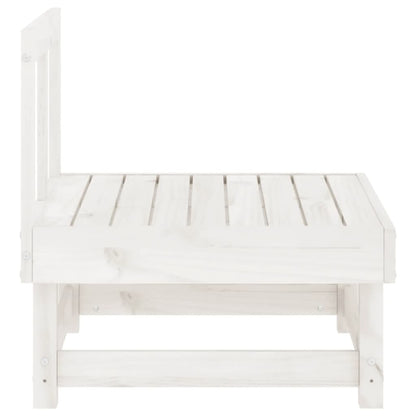 White Solid Pine Wood Garden Middle Sofas - 2 Pcs Set