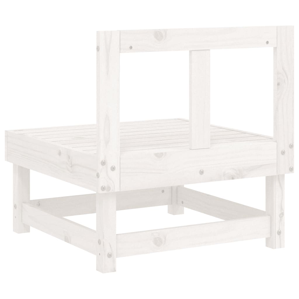 White Solid Pine Wood Garden Middle Sofas - 2 Pcs Set
