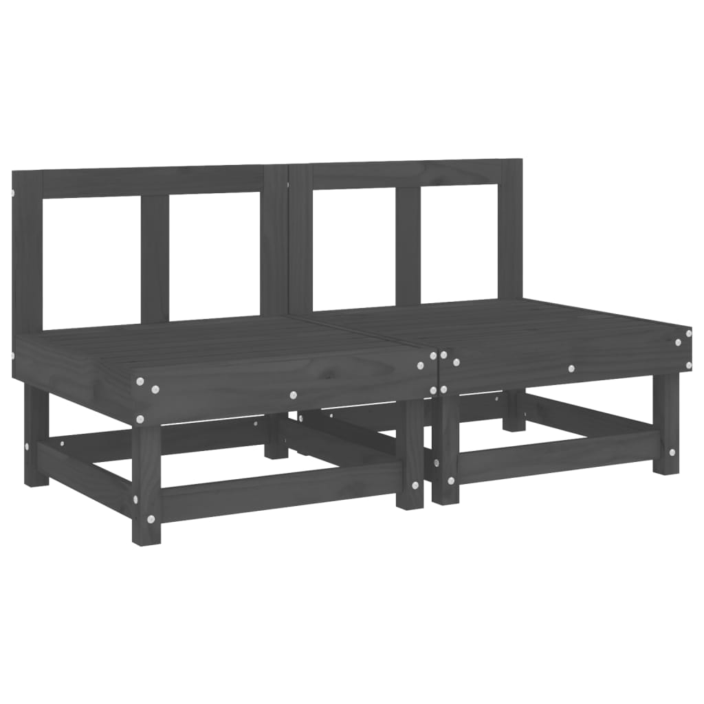 Grey Solid Wood Pine Garden Middle Sofas - 2 Piece Set