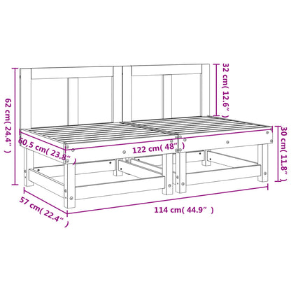 Grey Solid Wood Pine Garden Middle Sofas - 2 Piece Set