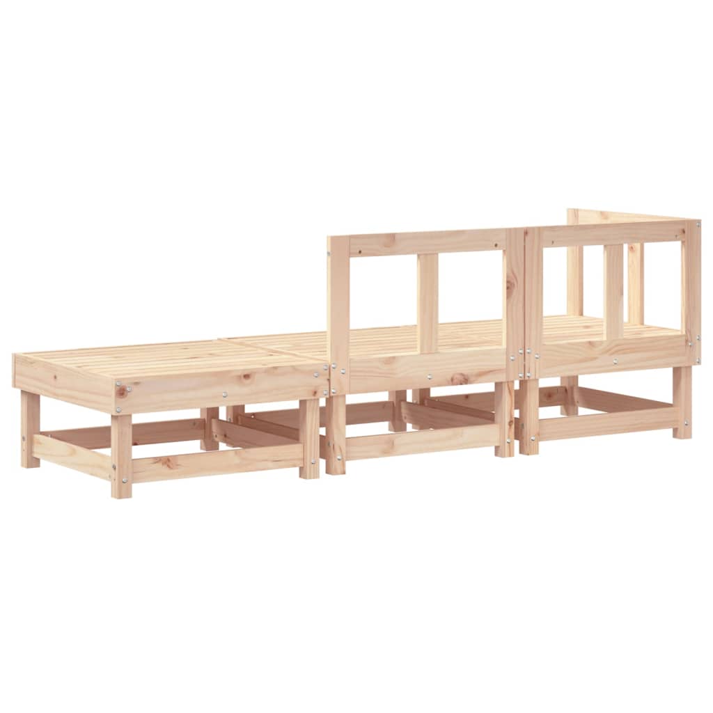Solid Pine 3-Piece Garden Lounge Set - Elegant Outdoor Comfort