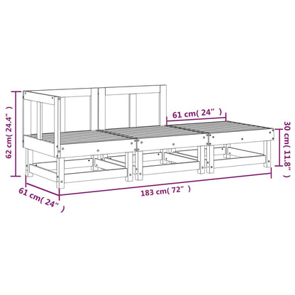 Solid Pine 3-Piece Garden Lounge Set - Elegant Outdoor Comfort
